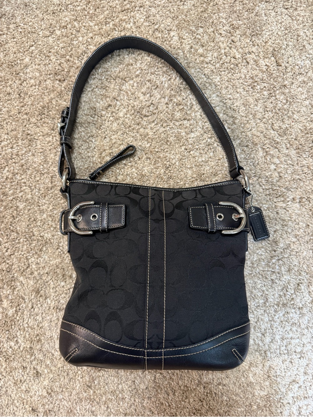 Vintage 2005 Coach Soho Signature Buckle Duffle Shoulder Bag #3574 Black